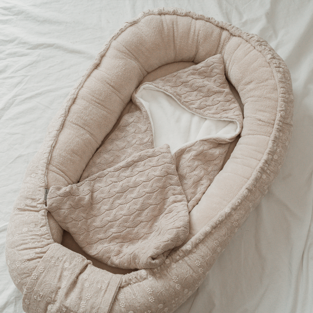 Cable Knit & Bamboo Cotton Baby Swaddle – Ecru