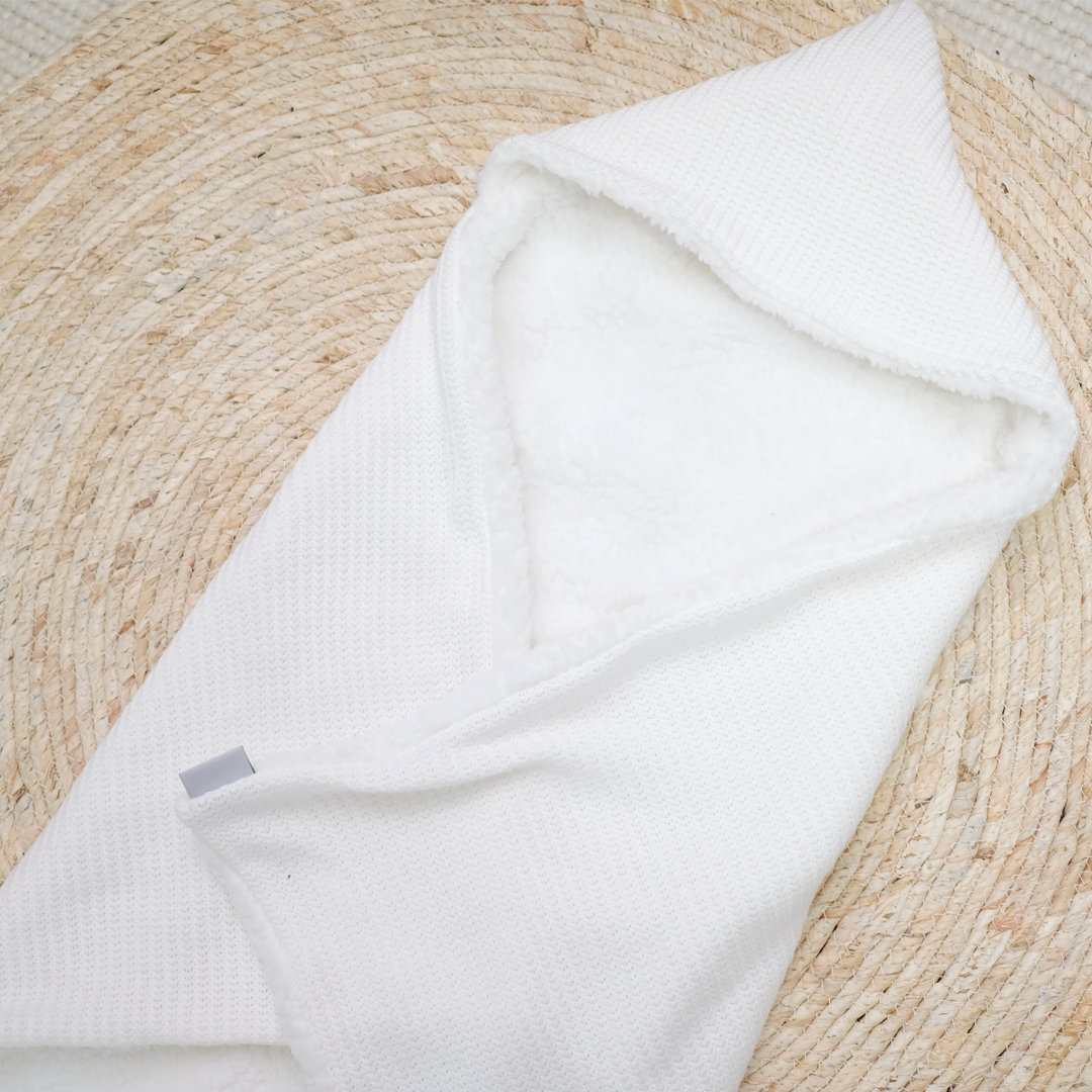 Baby Swaddle Blanket – Teddy & Ecru Knit