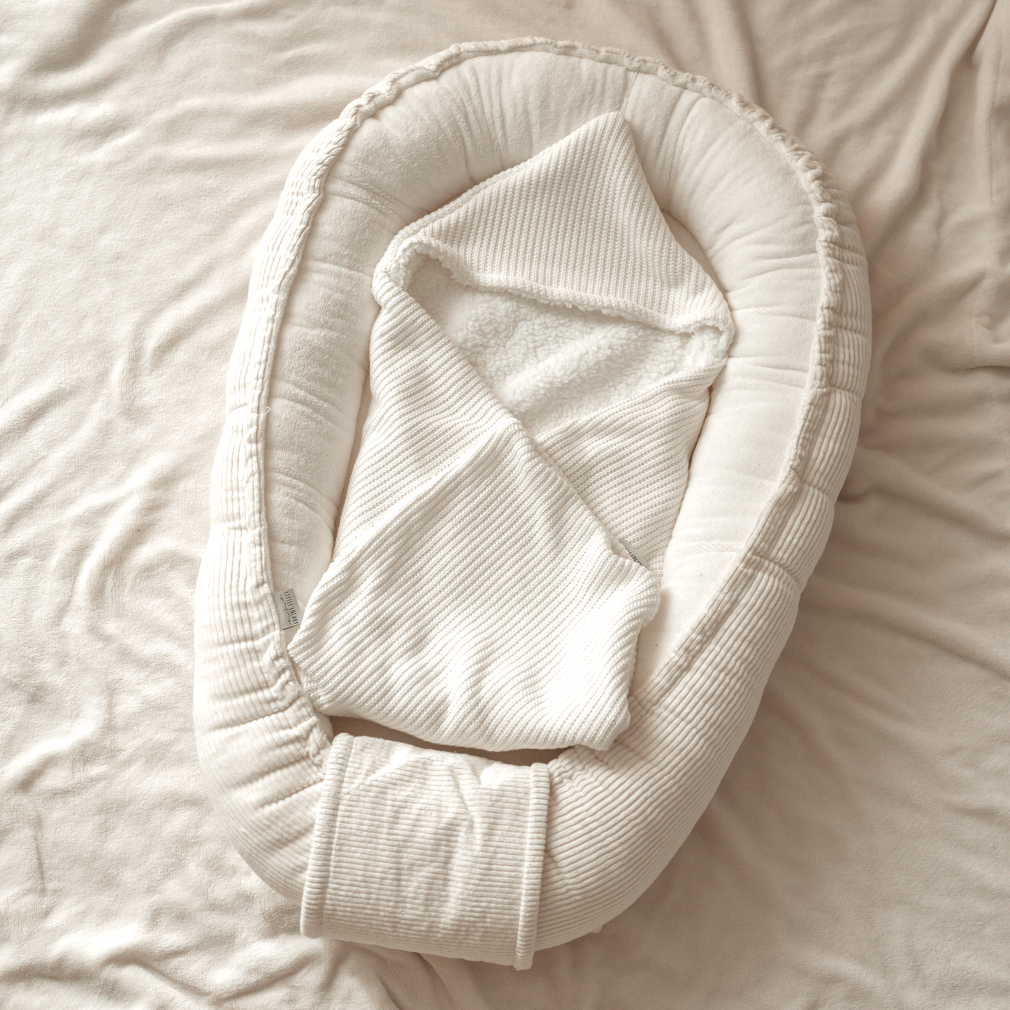 Baby Swaddle Blanket – Teddy & Ecru Knit